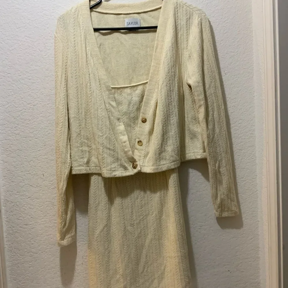 SAYLOR Tirzah Sweater Dress in Ivory XS - Picture 4 of 14
